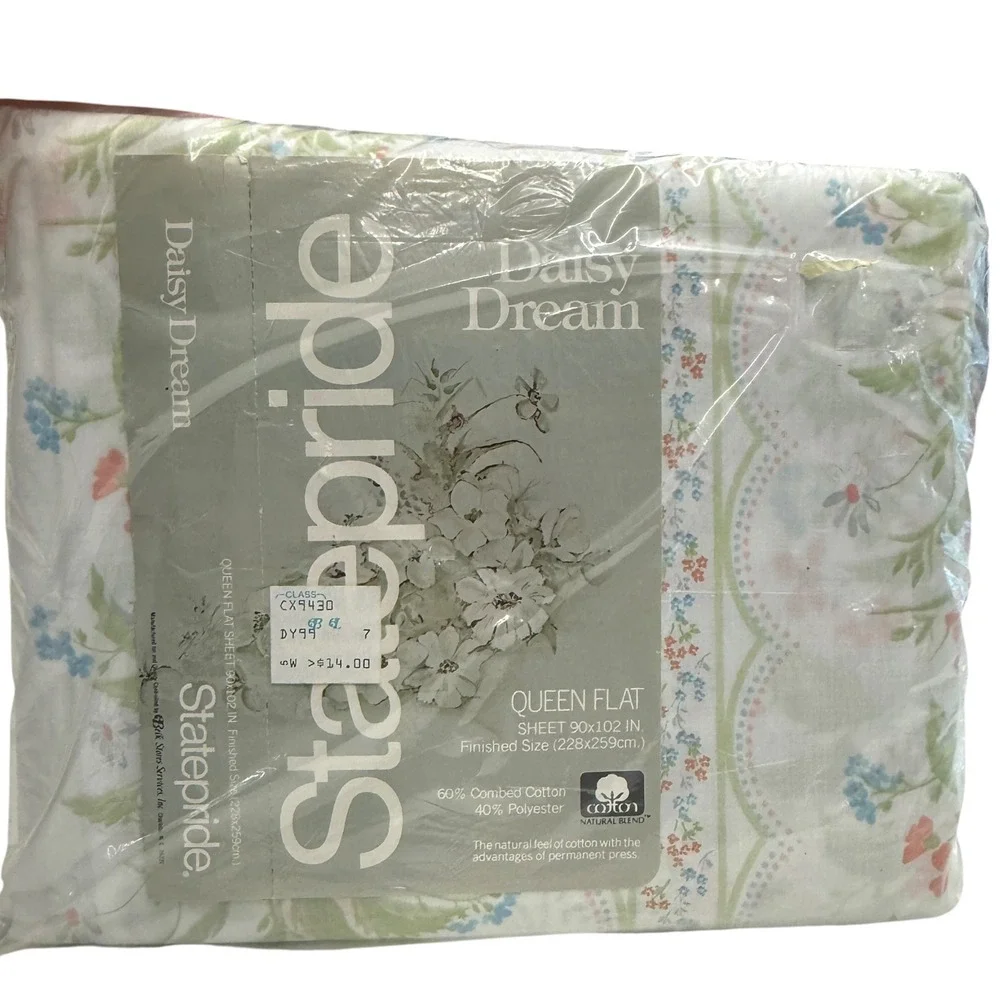 New‎ Statepride Flat Sheet Queen White NEW Daisy Dream Floral Scalloped Vintage